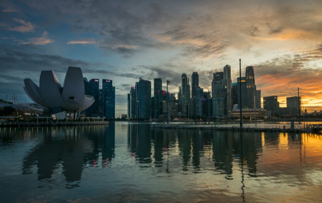 Singapore skyline at sunset