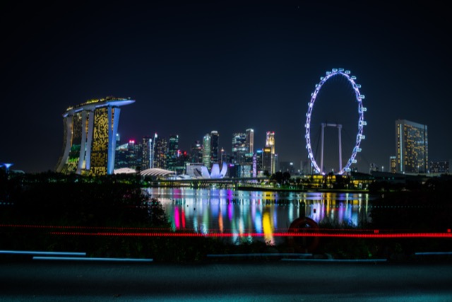 Singapore skyline at night