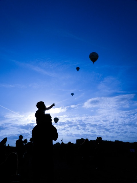 Hot air balloons, silhouettes